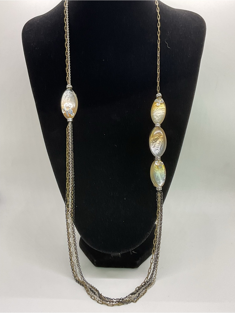 Brighton Shell Shimmer Extra Long Mixed Metal Multi Strand Necklace